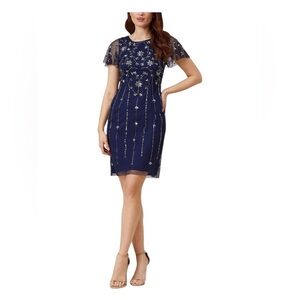 Papell Boutique Light Navy Dress with Beaded Detail NWT Size 12